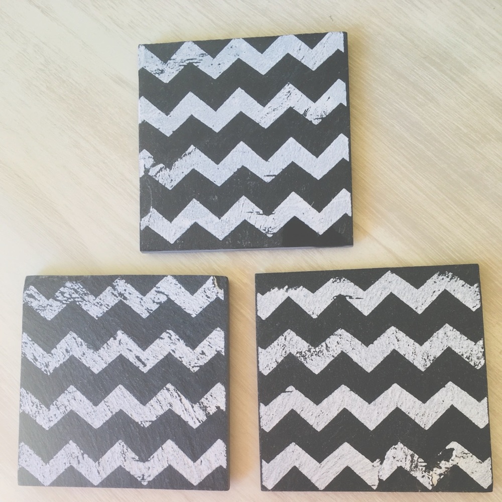 Chevron gray and white Coasters
